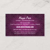 Elegant Damask Glass Jewel en Zebra Stiletto Visitekaartje (Achterkant)