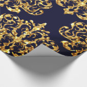 Elegant Damask Gold & Black Wrapping paper roll Cadeaupapier (Hoek)