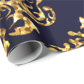 Elegant Damask Gold & Black Wrapping paper roll Cadeaupapier (Rol Hoek)