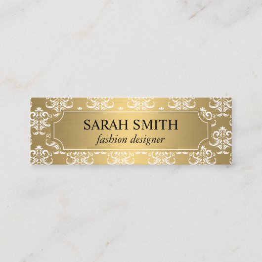 Elegant Damask/Gold Metallic Mini Visitekaartje (Voorkant)