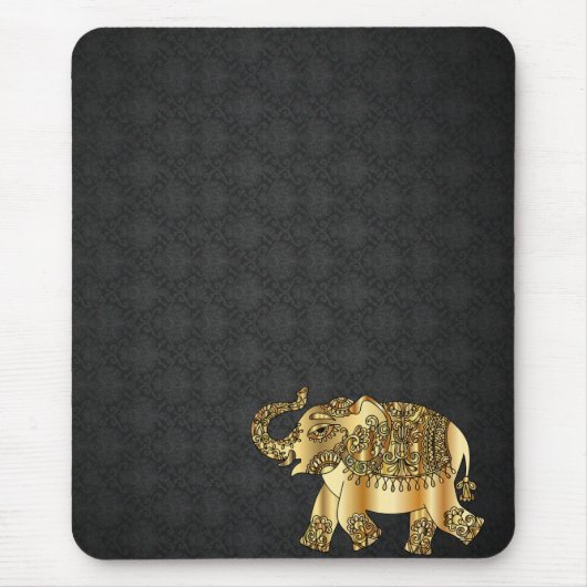 Elegant Damask Gold Paisley Elephant Muismat (Voorkant)