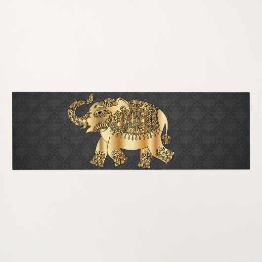 Elegant Damask Gold Paisley Elephant Yogamat (Achterkant (horizontaal))