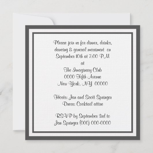 Elegant Damask Gold Silver Grey Party Uitnodigen Kaart (Achterkant)