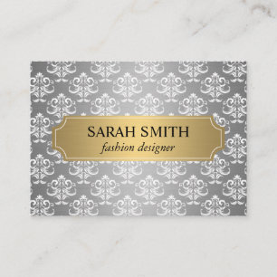 Elegant Damask/Gold Silver Metallic Visitekaartje