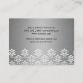 Elegant Damask/Gold Silver Metallic Visitekaartje (Achterkant)