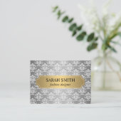 Elegant Damask/Gold Silver Metallic Visitekaartje (Staand voorkant)