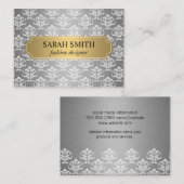 Elegant Damask/Gold Silver Metallic Visitekaartje (Voorkant / Achterkant)