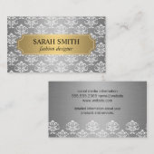 Elegant Damask/Gold Silver Metallic Visitekaartje (Voorkant / Achterkant)