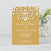 Elegant Damask Gold Wedding Jubileum Uitnodiging (Staand voorkant)
