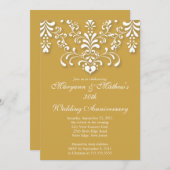 Elegant Damask Gold Wedding Jubileum Uitnodiging (Voorkant / Achterkant)