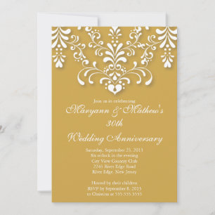 Elegant Damask Gold Wedding Jubileum Uitnodiging
