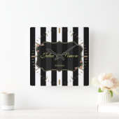 Elegant Damask Golden Design Custom Monogram Vierkante Klok (Huis)