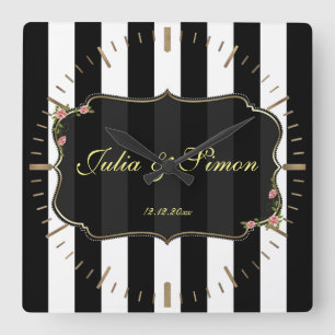 Elegant Damask Golden Design Custom Monogram Vierkante Klok