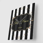 Elegant Damask Golden Design Custom Monogram Vierkante Klok (Hoek)