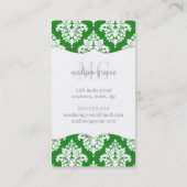 Elegant Damask Green & Navy Custom Monogramed Visitekaartje (Achterkant)