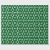 Elegant Damask Green Pattern Christmas Holiday Cadeaupapier (Vlak)