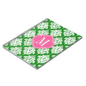 Elegant Damask Green & Pink Custom Monogramed Notitieboek (Linkerzijde)