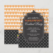 Elegant Damask Halloween Cocktail Party Kaart (Voorkant / Achterkant)