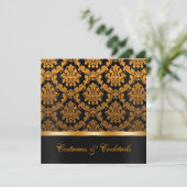 Elegant Damask Halloween Party Invite Kaart (Staand voorkant)