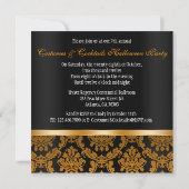 Elegant Damask Halloween Party Invite Kaart (Achterkant)