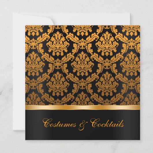 Elegant Damask Halloween Party Invite Kaart (Voorkant)
