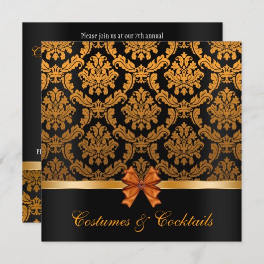 Elegant Damask Halloween Party Invite Kaart (Voorkant / Achterkant)