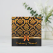 Elegant Damask Halloween Party Invite Kaart (Staand voorkant)