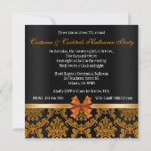 Elegant Damask Halloween Party Invite Kaart (Achterkant)