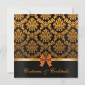 Elegant Damask Halloween Party Invite Kaart (Voorkant)