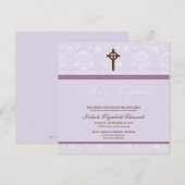 Elegant Damask Heilige Baptisme Uitnodiging (laven (Voorkant / Achterkant)