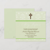 Elegant Damask Heilige Baptisme Uitnodiging (limoe (Voorkant / Achterkant)