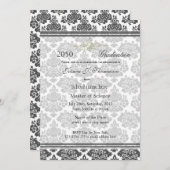 Elegant damask high performance afstuderen kaart (Voorkant / Achterkant)
