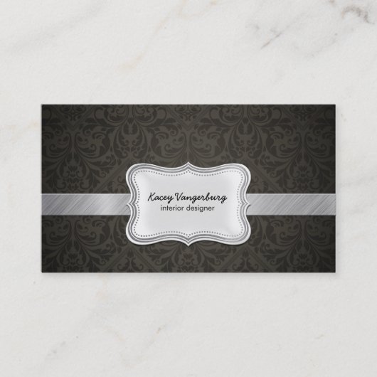 Elegant Damask Interior Design Visitekaartjes (Voorkant)