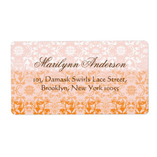 Elegant Damask Lace Floral Vintage Wedding Address Etiket