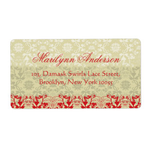 Elegant Damask Lace Floral Vintage Wedding Address Etiket
