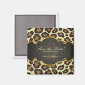 Elegant Damask Leopard Save the Date Magneten (Voorkant / Achterkant)