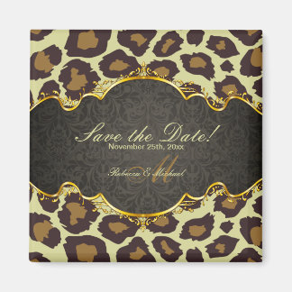 Elegant Damask Leopard Save the Date Magneten
