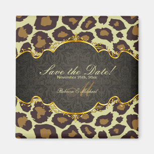 Elegant Damask Leopard Save the Date Magnets Magneet