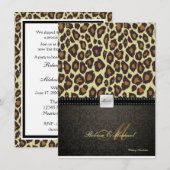 Elegant Damask Leopard Wedding Invitation Kaart (Voorkant / Achterkant)