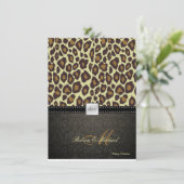 Elegant Damask Leopard Wedding Invitation Kaart (Staand voorkant)