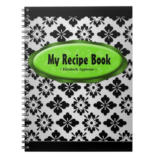 Elegant Damask Lime Green Recipe notebook Notitieboek (Voorkant)