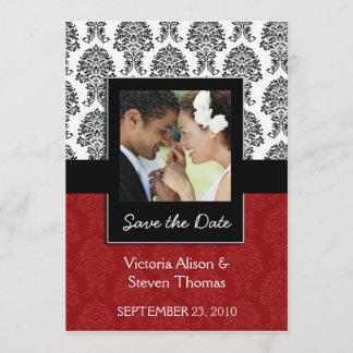 Elegant Damask Lovers Wedding Invitation (Ruby Red Save The Date