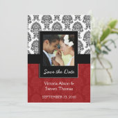 Elegant Damask Lovers Wedding Invitation (Ruby Red Save The Date (Staand voorkant)