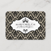 Elegant Damask met Monogram (afsprakenkaart) Afsprakenkaartje (Voorkant)