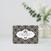Elegant Damask met Monogram (afsprakenkaart) Afsprakenkaartje (Staand voorkant)