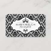 Elegant Damask met Monogram (afsprakenkaart) Afsprakenkaartje (Voorkant)