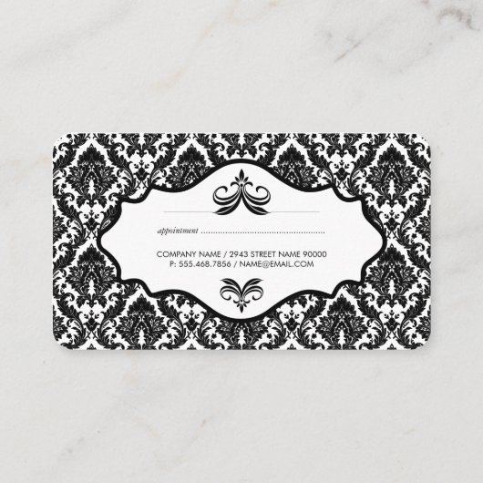 Elegant Damask met Monogram (afsprakenkaart) Afsprakenkaartje (Achterkant)