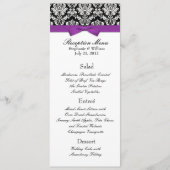 Elegant Damask met Paarse Bow Reception Menu (Voorkant)