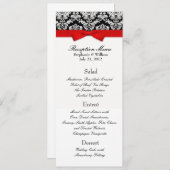 Elegant Damask met Red Bow Reception Menu (Voorkant / Achterkant)