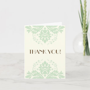 Elegant damask mint green, ivory wedding Thank You Bedankkaart
